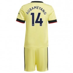 Camisola Arsenal Pierre-Emerick Aubameyang 14 Criança Equipamento Segundo 2021-2022 Manga Curta